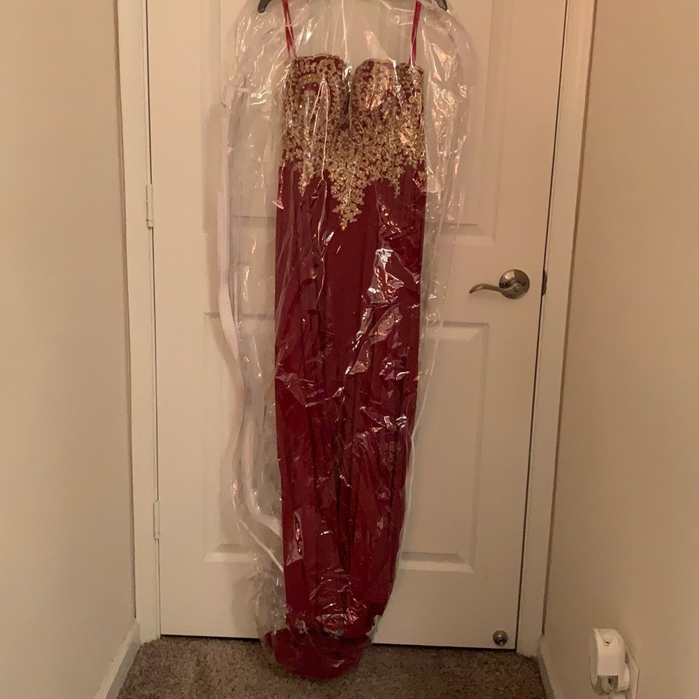 Red/gold prom dress